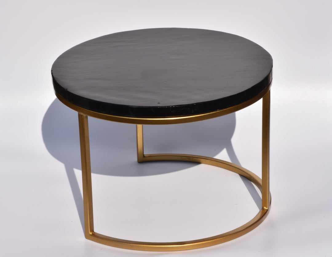 PREMIUM ROUND MARBLE & BRASS STAND FOR PIZZA AND CAKES