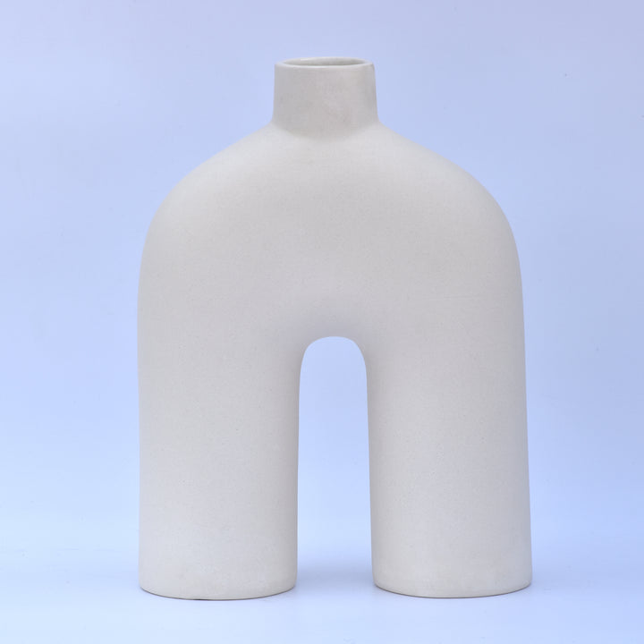 DECORATIVE HOLLOW U SHAPED NORDIC CERAMIC VASE FOR HOME DECOR