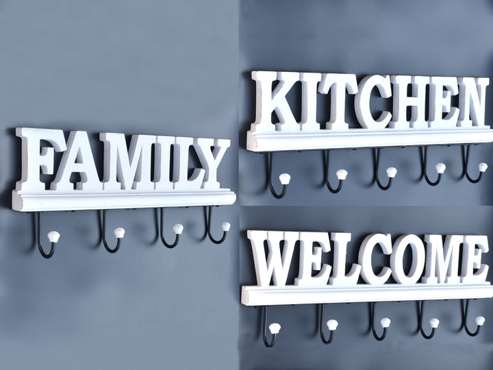 Welcome Letter Wooden Hook Set For Home | SHILPWARE