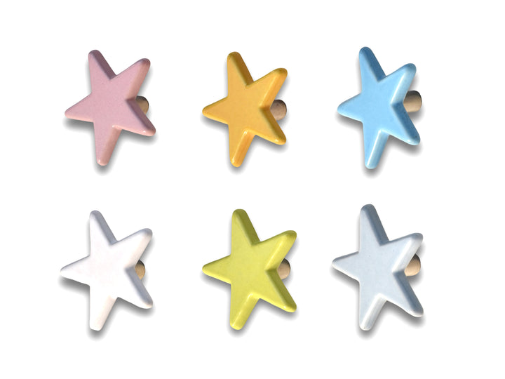 ELEGANT HANDMADE STAR SHAPE CERAMIC WALL COAT HOOKS FOR HOME DECOR