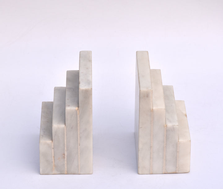 PREMIUM QUALITY STAIR PATTERN MARBLE BOOKENDS (SET OF 2)