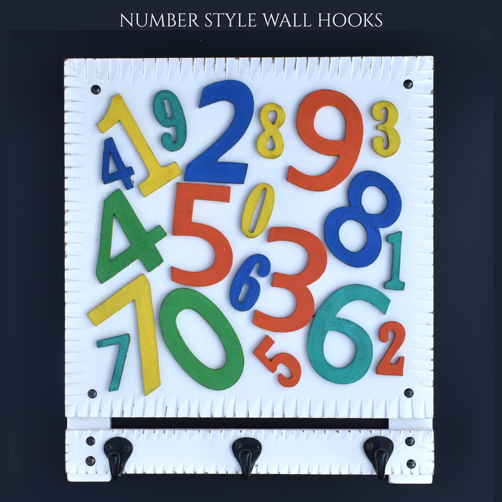 Alphabet Number Wooden Wall Hook | Decorative Entryway Organizer | SHILPWARE