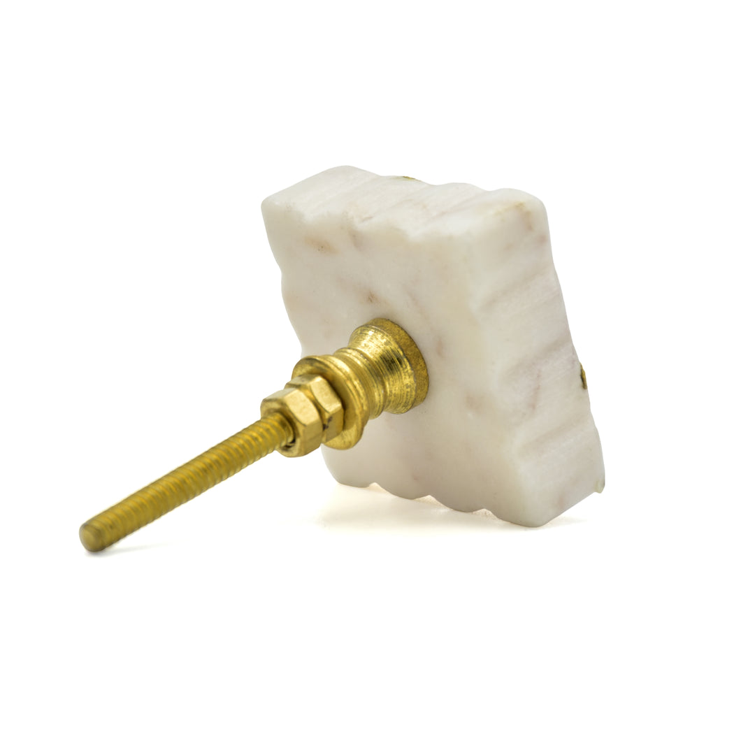 Stone Drawer Pull with Brass Inlay | Kitchen Cabinet Hardware | Handmade Marble Knob