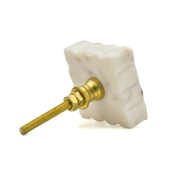 Stone Drawer Pull with Brass Inlay | Kitchen Cabinet Hardware | Handmade Marble Knob