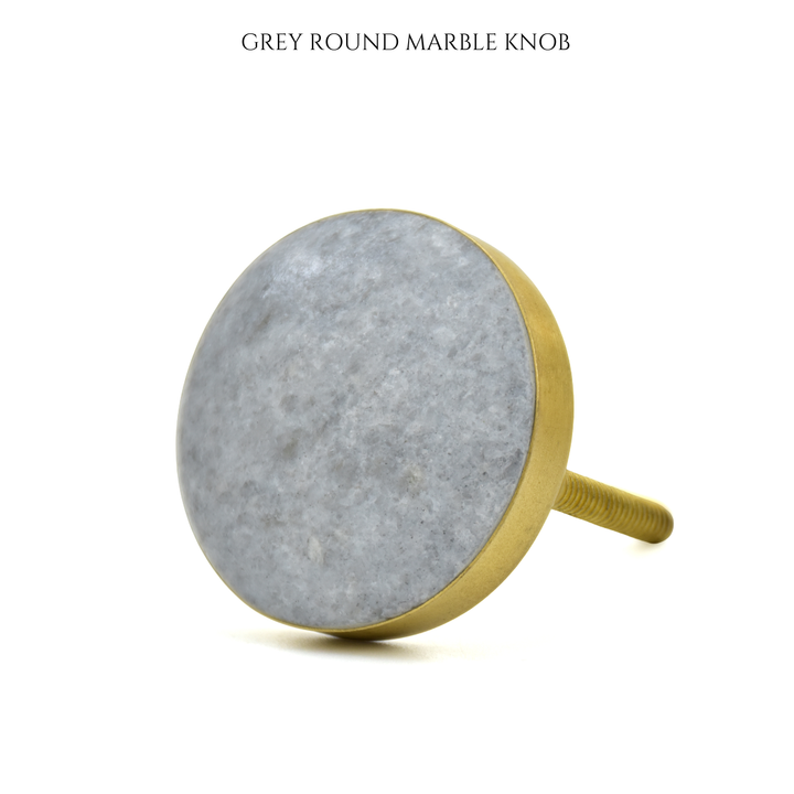 Rectangle | Round Marble and brass base pull drawer knobs | door knobs | SHILPWARE