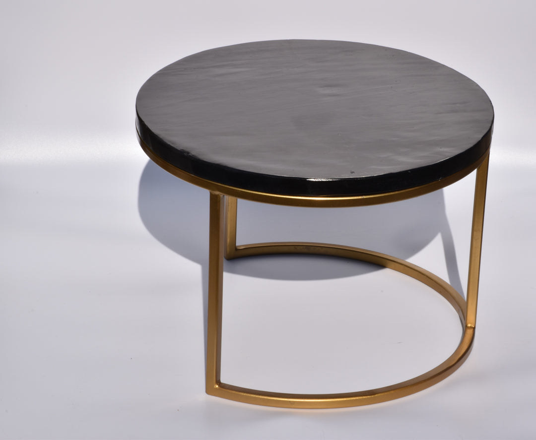 PREMIUM ROUND MARBLE & BRASS STAND FOR PIZZA AND CAKES