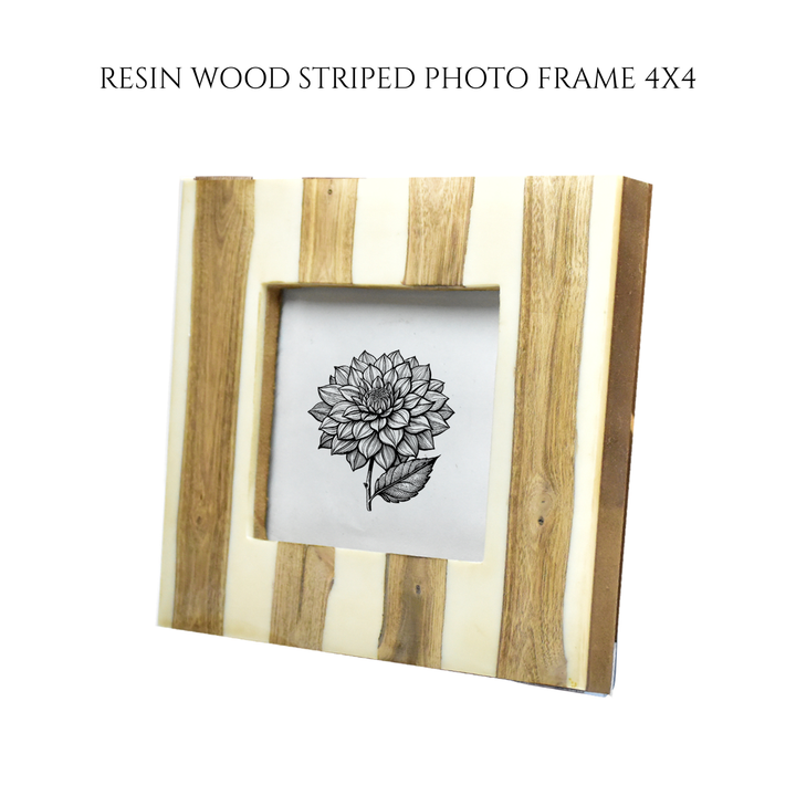 Handmade Resin and Wood Striped Photo Frame | 4x4 &amp; 6x4 Inch Picture Frame | SHILPWARE