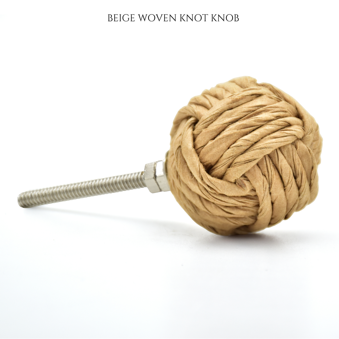 Handmade Woven Knot Cabinet Knob | Rattan Style Drawer Pull | Boho Furniture Knob | Shilpware