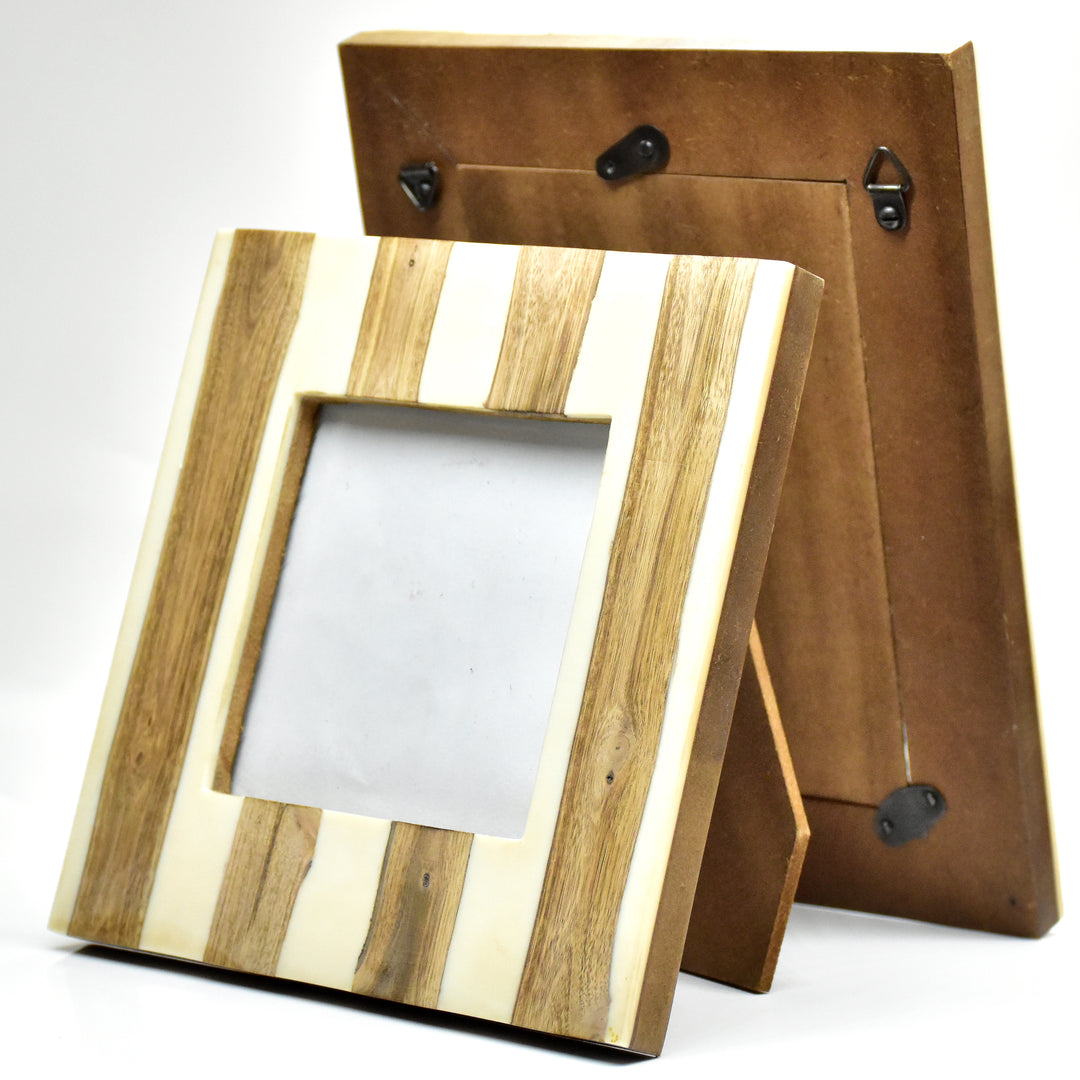 Handmade Resin and Wood Striped Photo Frame | 4x4 &amp; 6x4 Inch Picture Frame | SHILPWARE