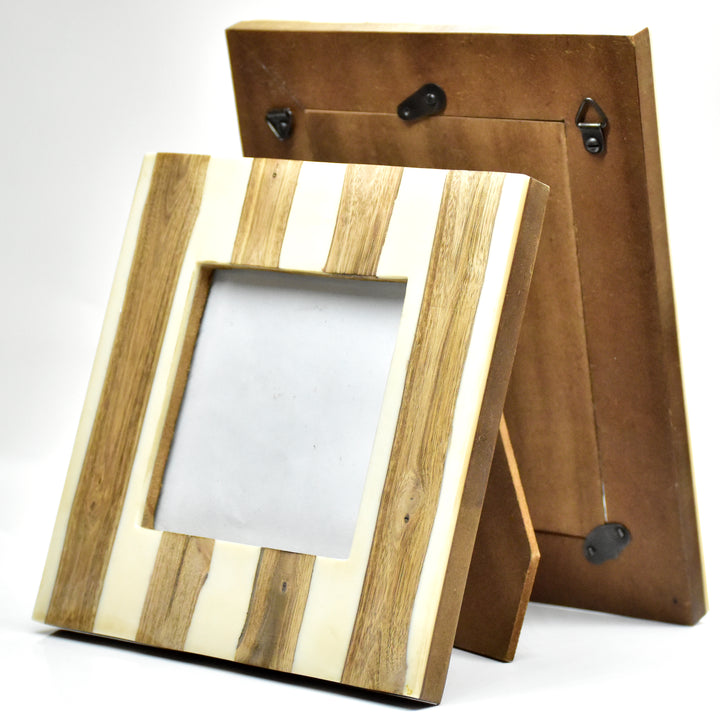 Handmade Resin and Wood Striped Photo Frame | 4x4 &amp; 6x4 Inch Picture Frame | SHILPWARE