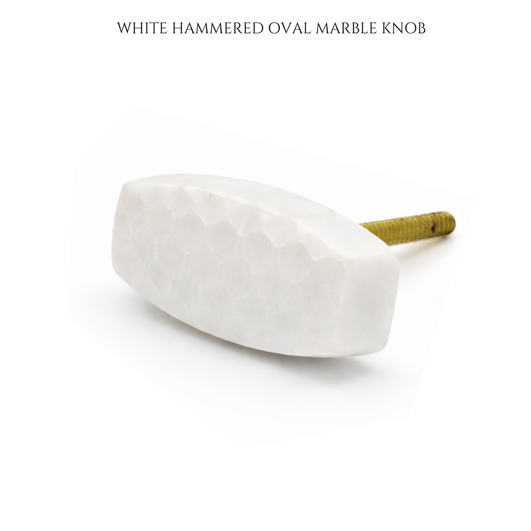 Marble Cabinet Knob with Brass Wire Wrap | Faceted Stone Drawer Knob