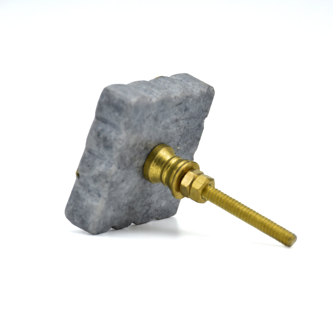 Stone Drawer Pull with Brass Inlay | Kitchen Cabinet Hardware | Handmade Marble Knob