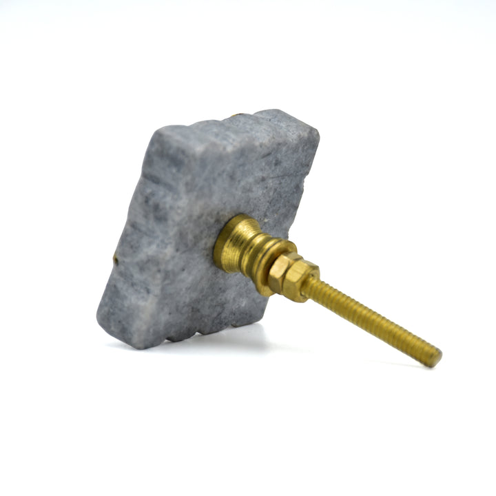 Stone Drawer Pull with Brass Inlay | Kitchen Cabinet Hardware | Handmade Marble Knob