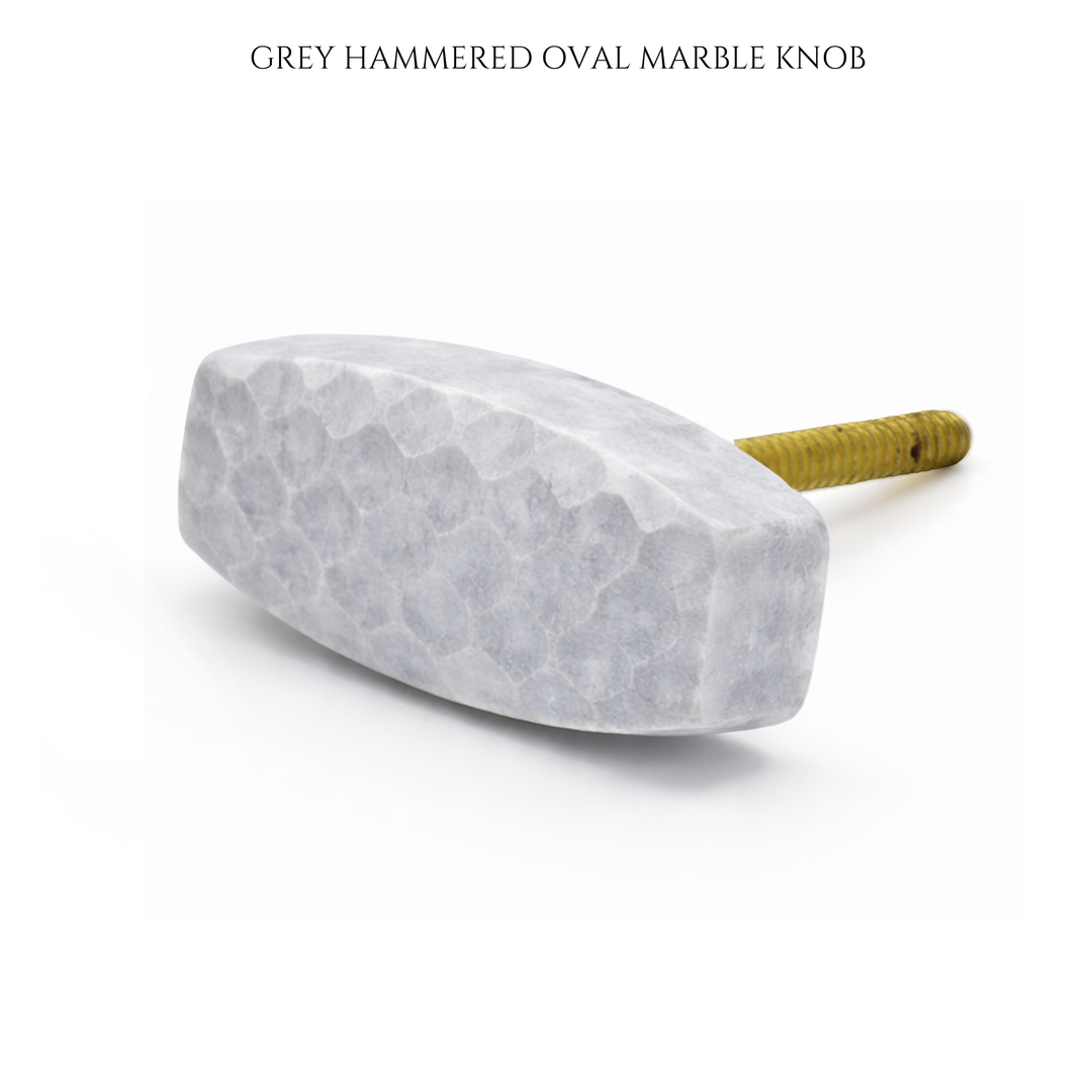 Marble Cabinet Knob with Brass Wire Wrap | Faceted Stone Drawer Knob