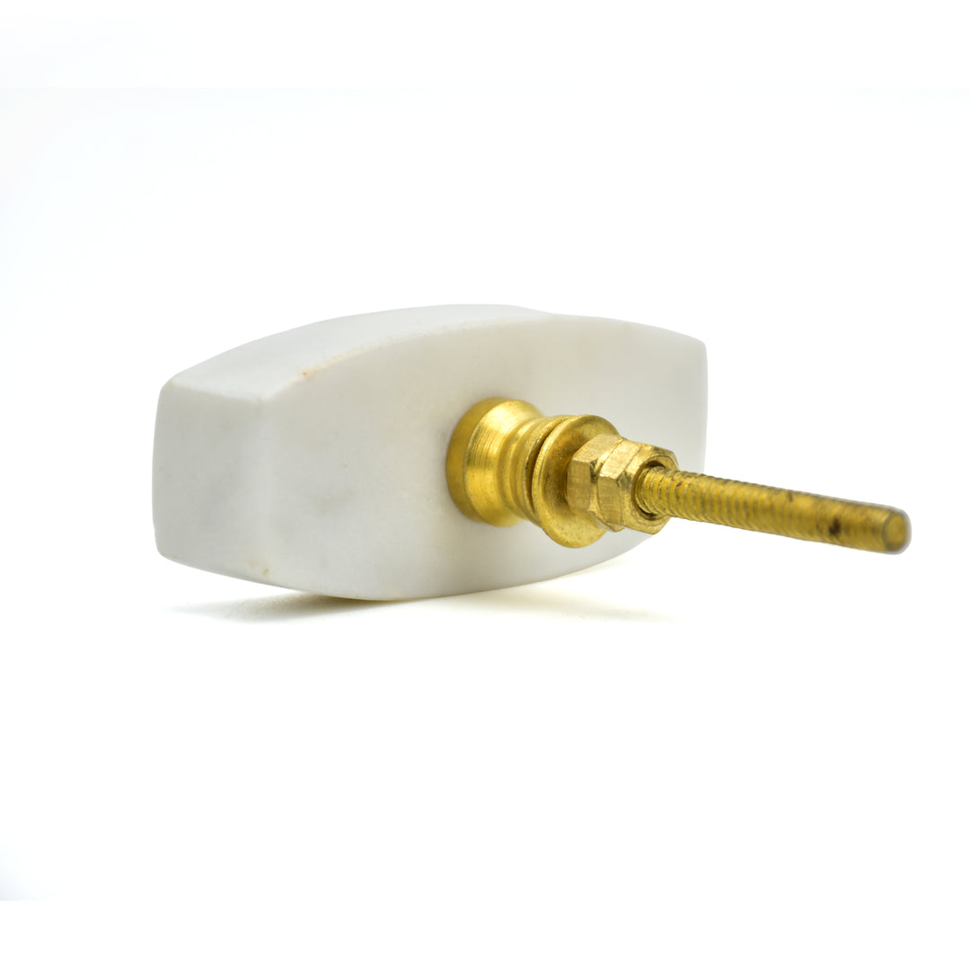 Marble Cabinet Knob with Brass Wire Wrap | Faceted Stone Drawer Knob