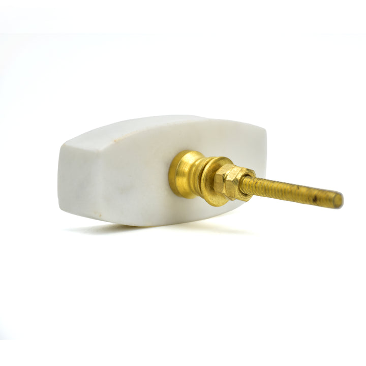 Marble Cabinet Knob with Brass Wire Wrap | Faceted Stone Drawer Knob