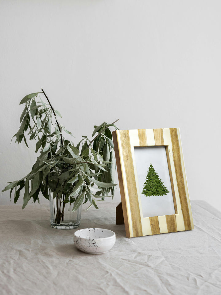 Handmade Resin and Wood Striped Photo Frame | 4x4 &amp; 6x4 Inch Picture Frame | SHILPWARE