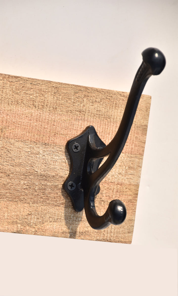 PREMIUM CAST IRON WITH MANGO WOOD WALL HOOK SET FOR HOME