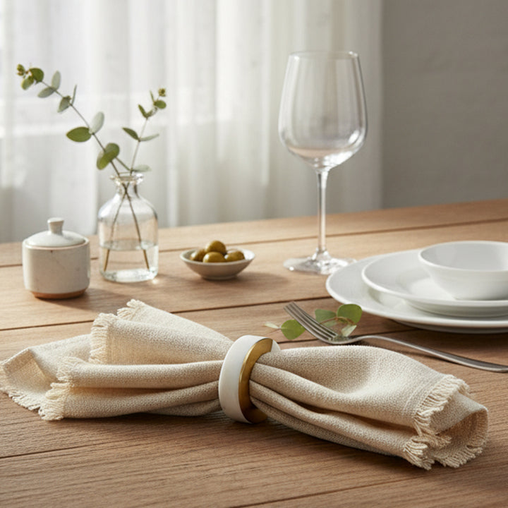 Marble and Brass Napkin Rings | Minimalist Round | Square Geometric Table Decor