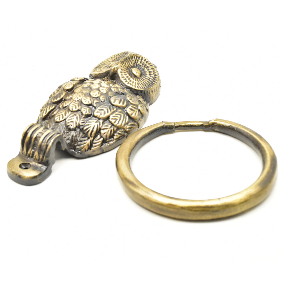 Handcrafted Antique Brass Owl Door Knocker | Rustic Home Decor | SHILPWARE