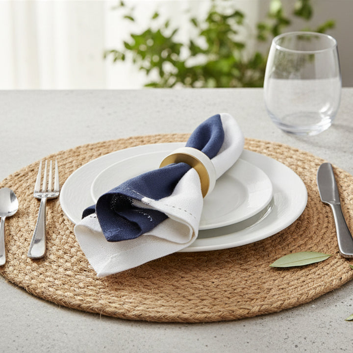 Marble and Brass Napkin Rings | Minimalist Round | Square Geometric Table Decor