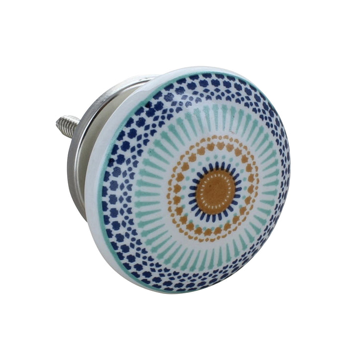 Ceramic Blue &amp; White Handmade Cabinet Knob | Floral Drawer Pull | Vintage Cupboard Knob