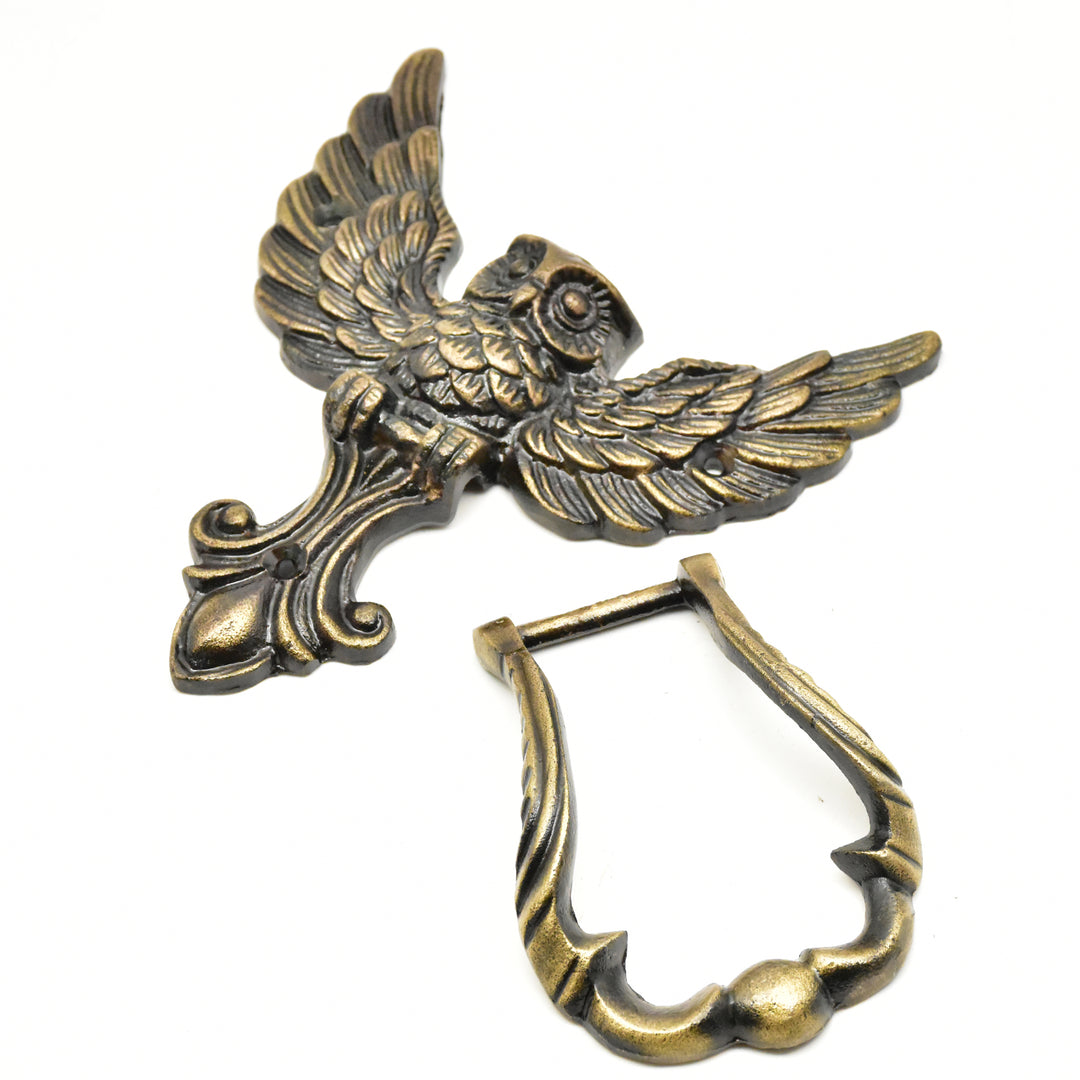 Handcrafted Antique Brass Owl Door Knocker | Rustic Home Decor | SHILPWARE
