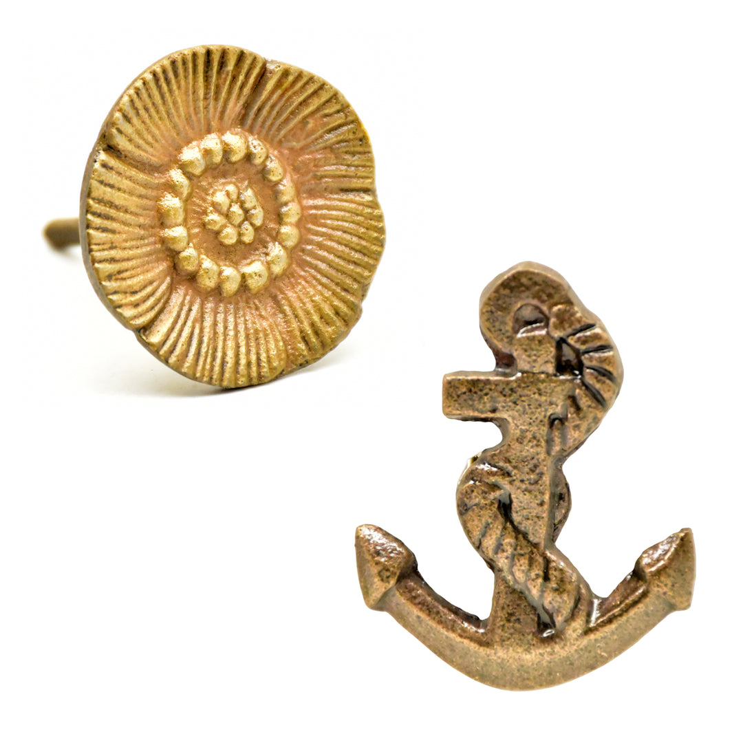 Antique Copper Floral Knob | Nautical Dresser Pull | SHILPWARE