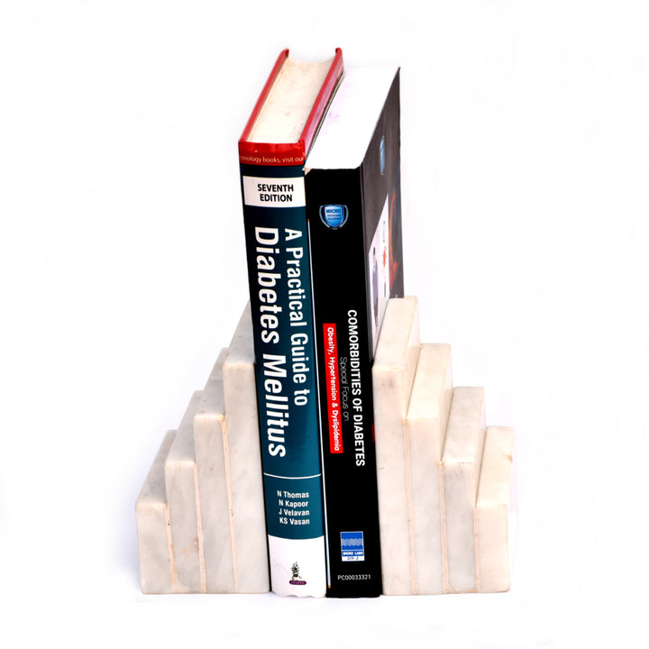 PREMIUM QUALITY STAIR PATTERN MARBLE BOOKENDS (SET OF 2)