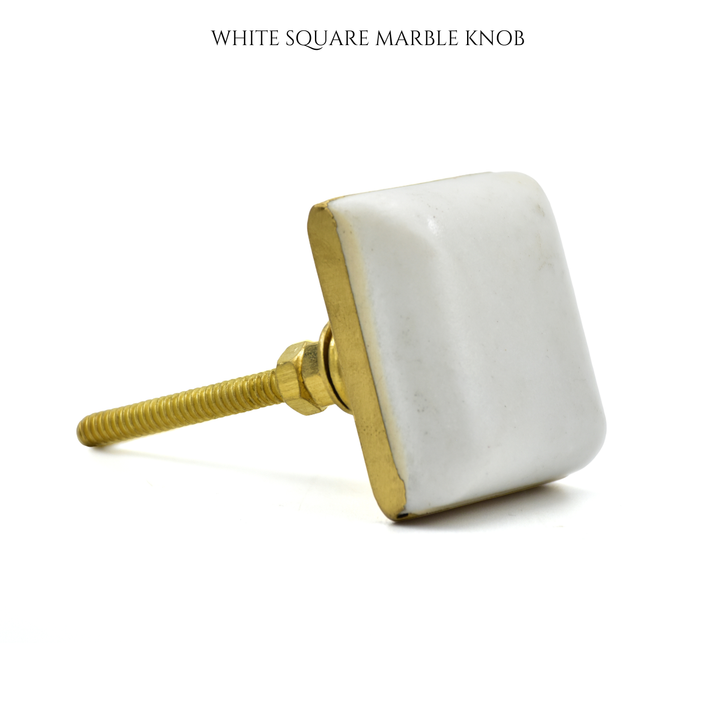 Rectangle | Round Marble and brass base pull drawer knobs | door knobs | SHILPWARE
