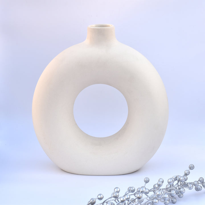 DECORATIVE HOLLOW ROUND SHAPE  NORDIC CERAMIC VASE FOR HOME DECOR