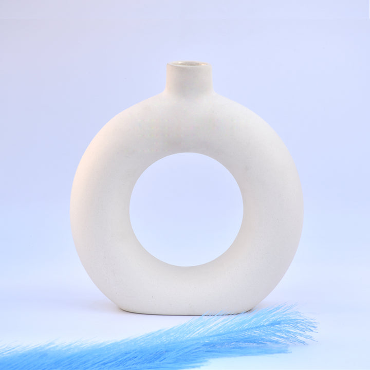 DECORATIVE HOLLOW ROUND SHAPE  NORDIC CERAMIC VASE FOR HOME DECOR