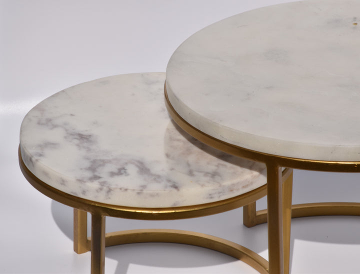 PREMIUM ROUND MARBLE & BRASS STAND FOR PIZZA AND CAKES