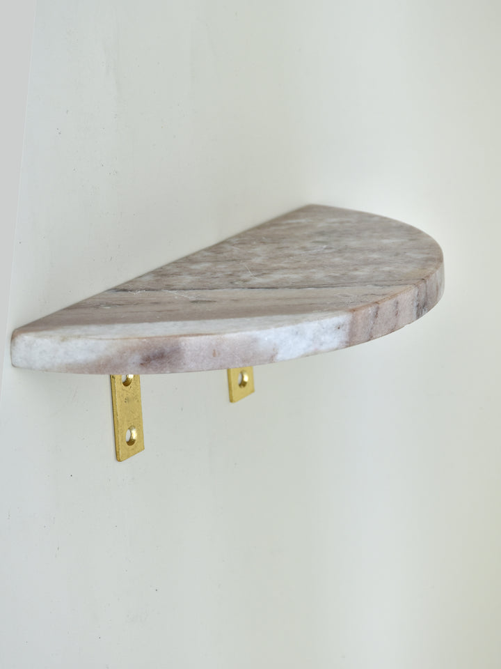 GLAMOROUS MARBLE WALL SHELF WITH BRASS ANGLES FOR HOME DECOR