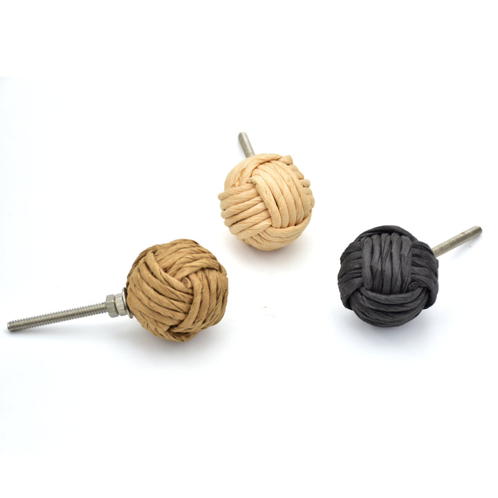 Handmade Woven Knot Cabinet Knob | Rattan Style Drawer Pull | Boho Furniture Knob | Shilpware