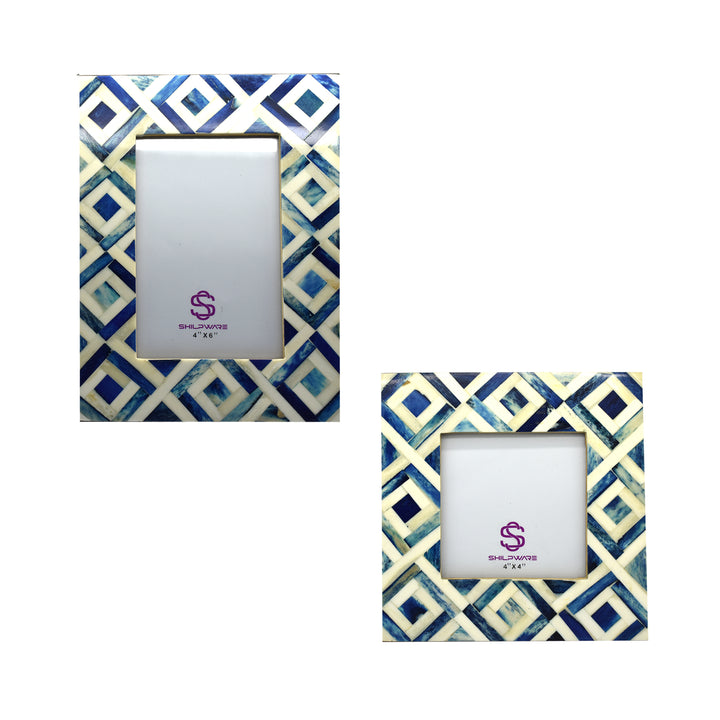 BLUE ARGYLE PATTERN STYLISH PHOTO FRAMES