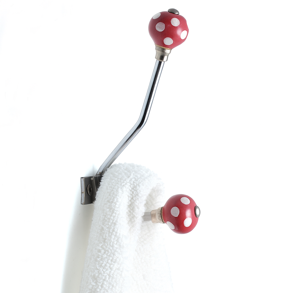 Handmade Ceramic Polka Dot Double Wall Hook | Coat &amp; Bag Hanger | SHILPWARE