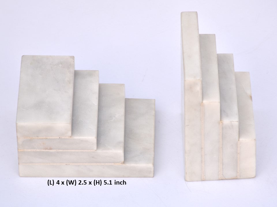 PREMIUM QUALITY STAIR PATTERN MARBLE BOOKENDS (SET OF 2)