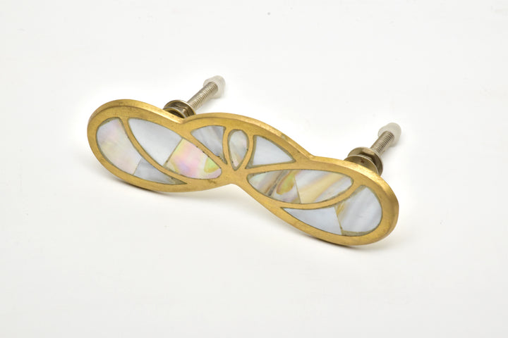 BUTTERFLY PEARL GOLD BRASS CUPBOARD HANDLES