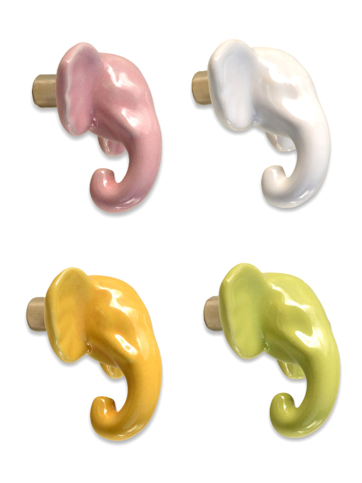 ELEGANT HANDMADE ELEPHANT SHAPE CERAMIC WALL COAT HOOKS FOR HOME DECOR