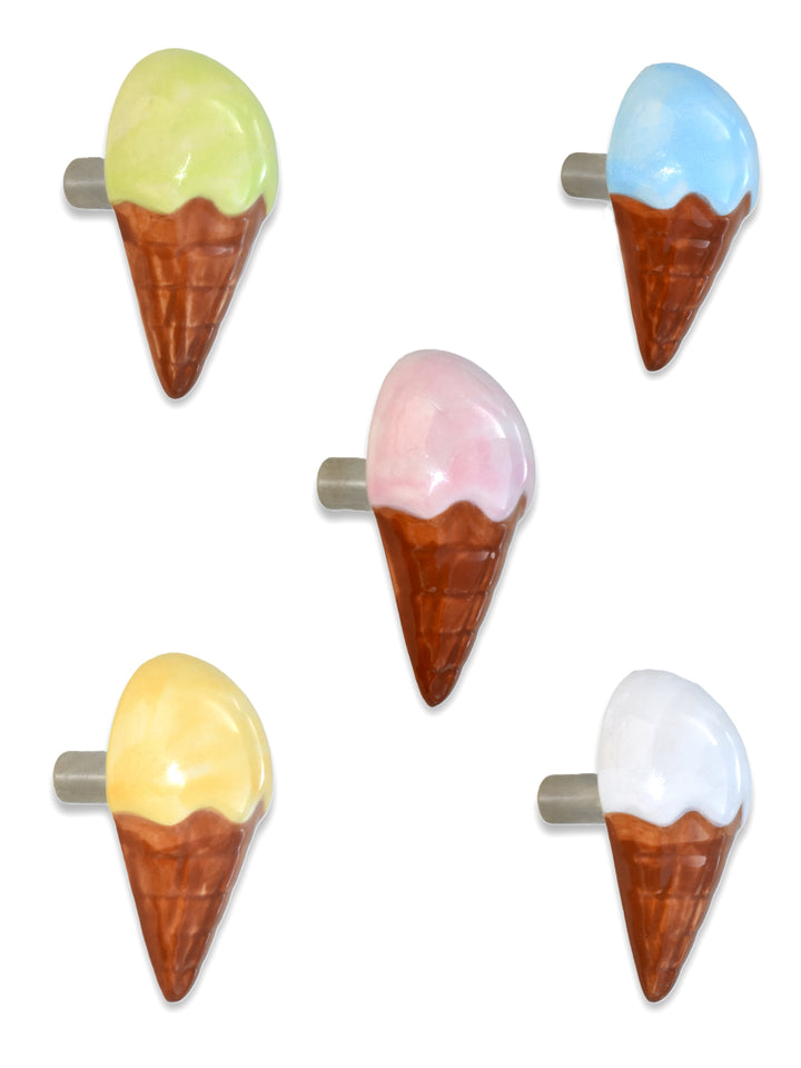 ELEGANT HANDMADE ICE CREAM CONE SHAPE CERAMIC WALL COAT HOOKS FOR HOME DECOR