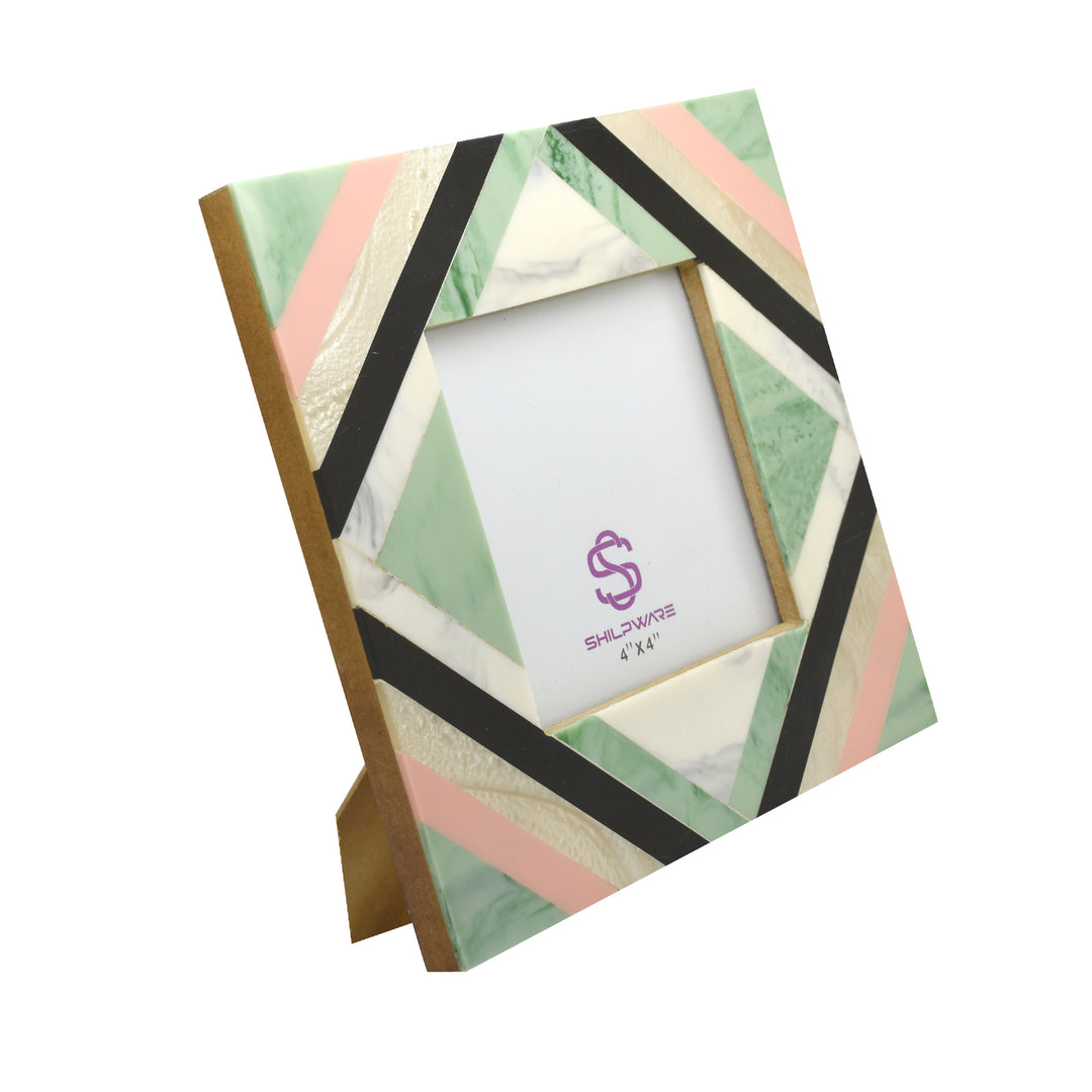 PREMIUM GREEN AND PINK RHOMBIC PATTERN RESIN STYLISH PHOTO FRAMES