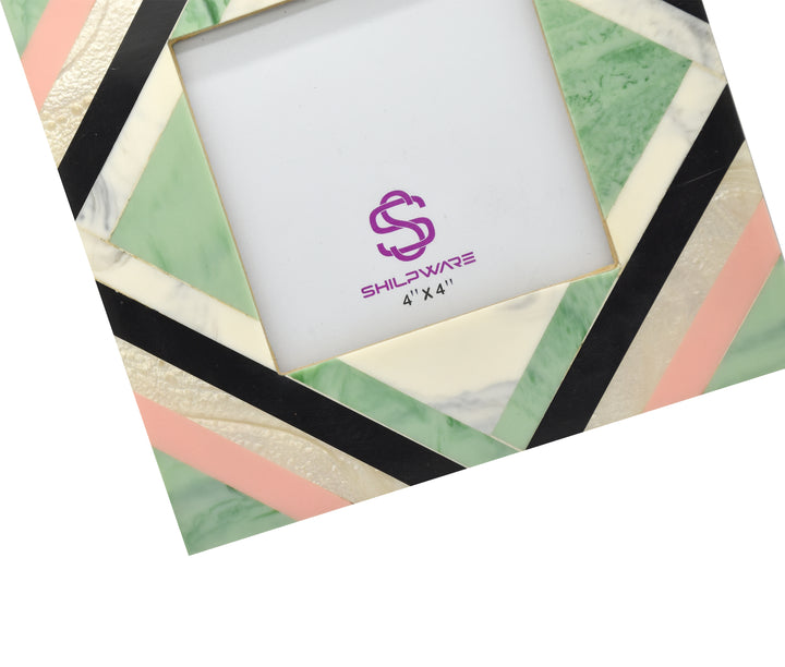 PREMIUM GREEN AND PINK RHOMBIC PATTERN RESIN STYLISH PHOTO FRAMES