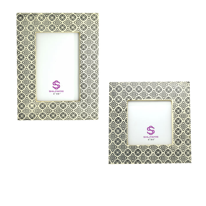 BLACK FLOWER PRINT RESIN STYLISH PHOTO FRAMES