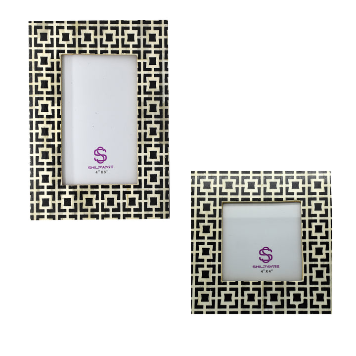 PREMIUM BLACK CUBIC PRINT RESIN STYLISH PHOTO FRAMES