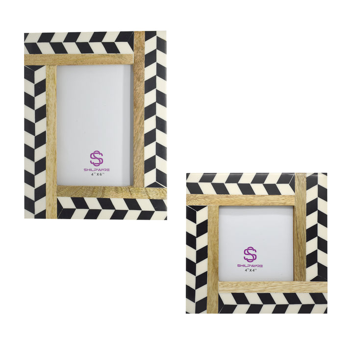 BLACK AND WHITE JONQAL PATTERN STYLISH PHOTO FRAMES